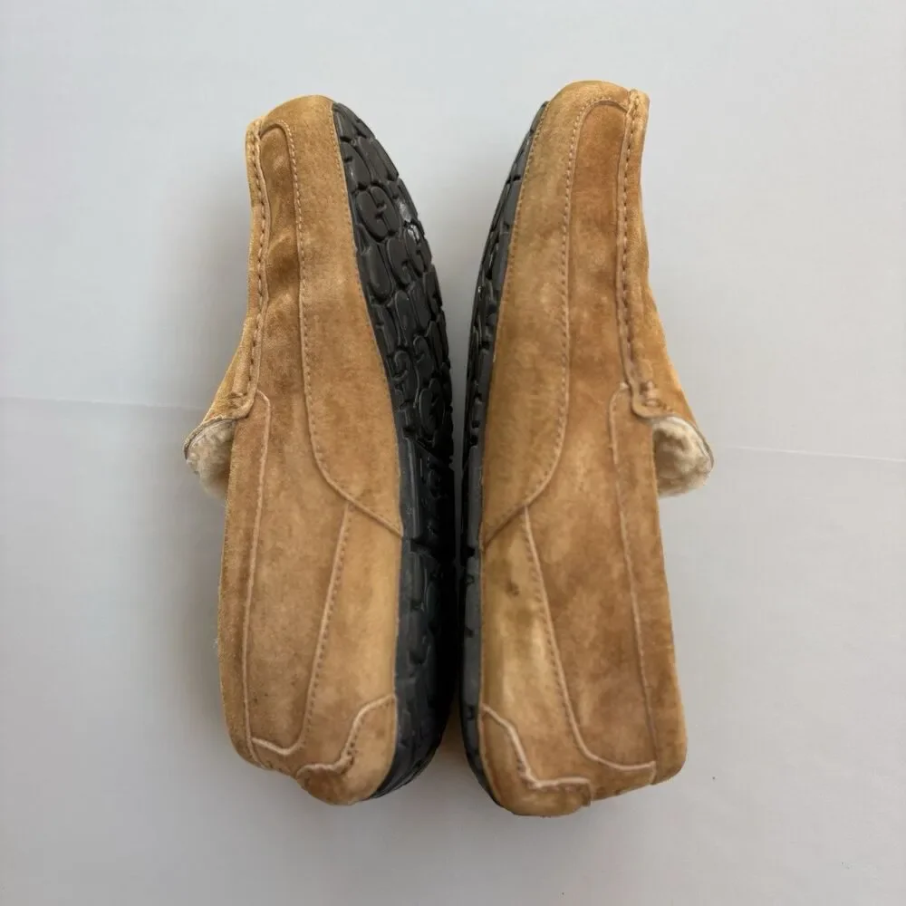 Ugg Ascot Men 11 (Missing Size Tag) Leather Shearling Lined Moccasin Slippers